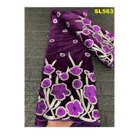 Hot selling High Quality African High Quality Cut Velvet Fabric Chemical Lace Embroidery Fabric